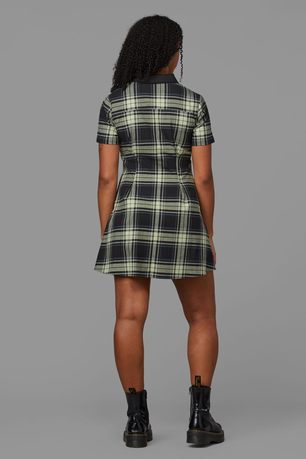 Black Friday - Haunted Bloom Tartan Skater Dress - black-sage