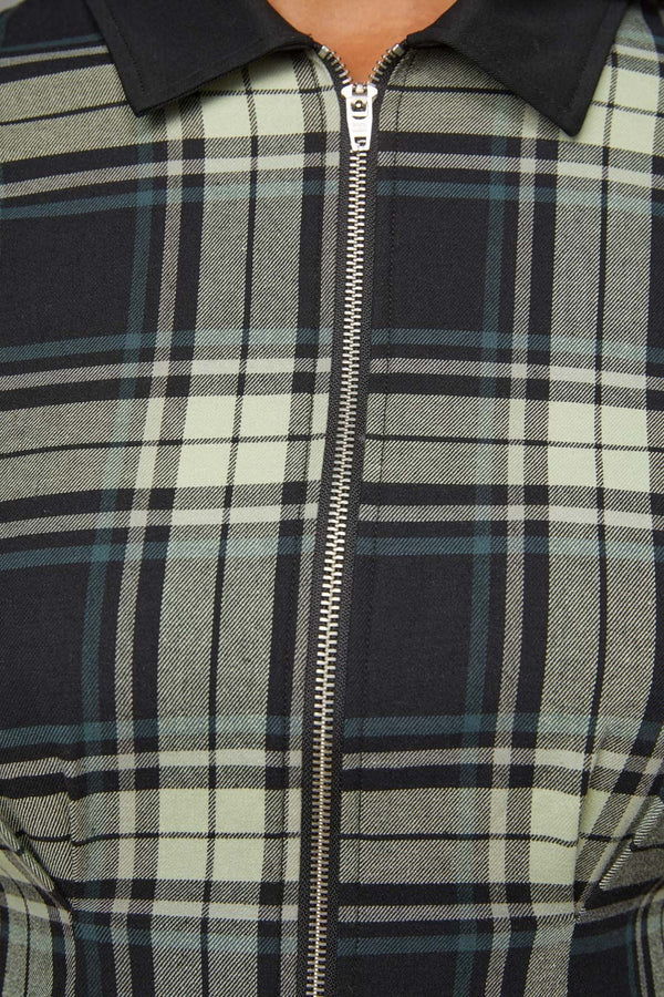 Black Friday - Haunted Bloom Tartan Skater Dress - black-sage