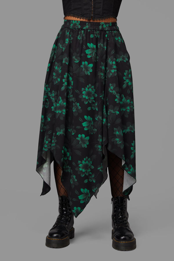 Black Friday - Haunted Bloom Floral Skirt - black-green