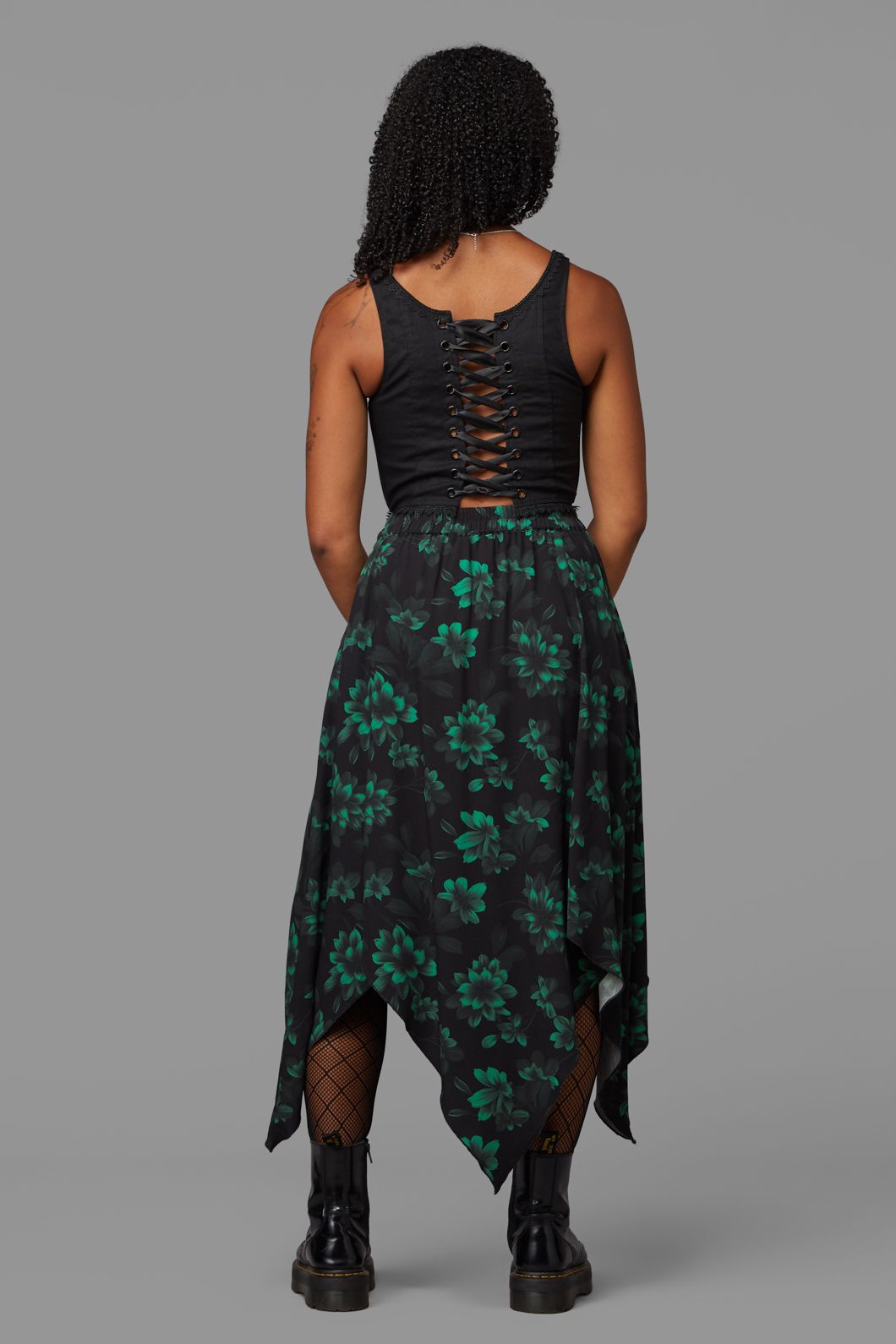 Black Friday - Haunted Bloom Floral Skirt - black-green