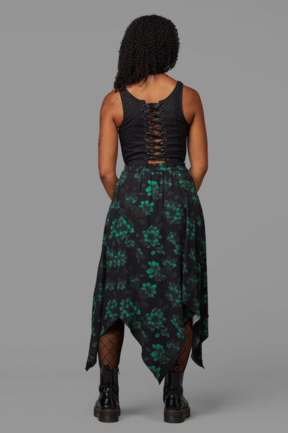 Black Friday - Haunted Bloom Floral Skirt - black-green