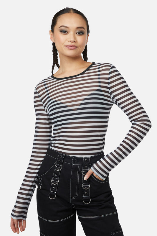 Black Friday - Jiji Mesh Top - black-white