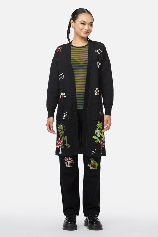 Black Friday - Froggy Picnic Cardigan - black