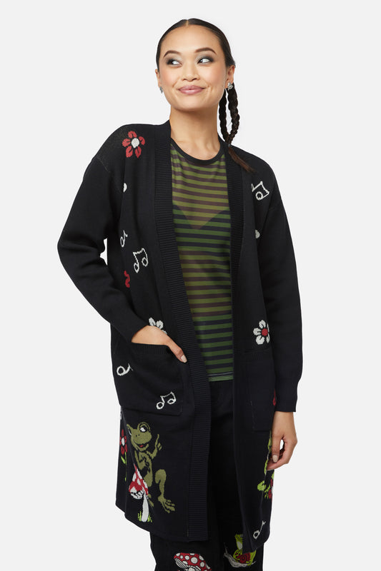 Black Friday - Froggy Picnic Cardigan - black