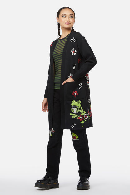 Black Friday - Froggy Picnic Cardigan - black