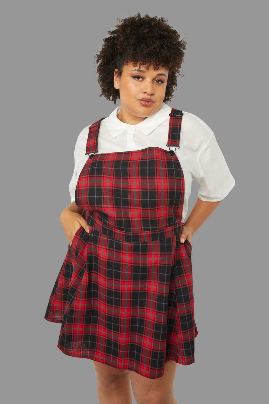 Red herring sales pinafore dress