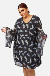 Black Friday - Curve Larvae Mesh Dress - black