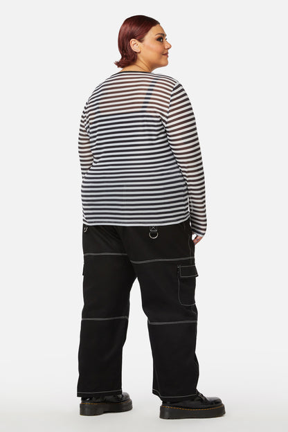Black Friday - Curve Jiji Mesh Top - black-white
