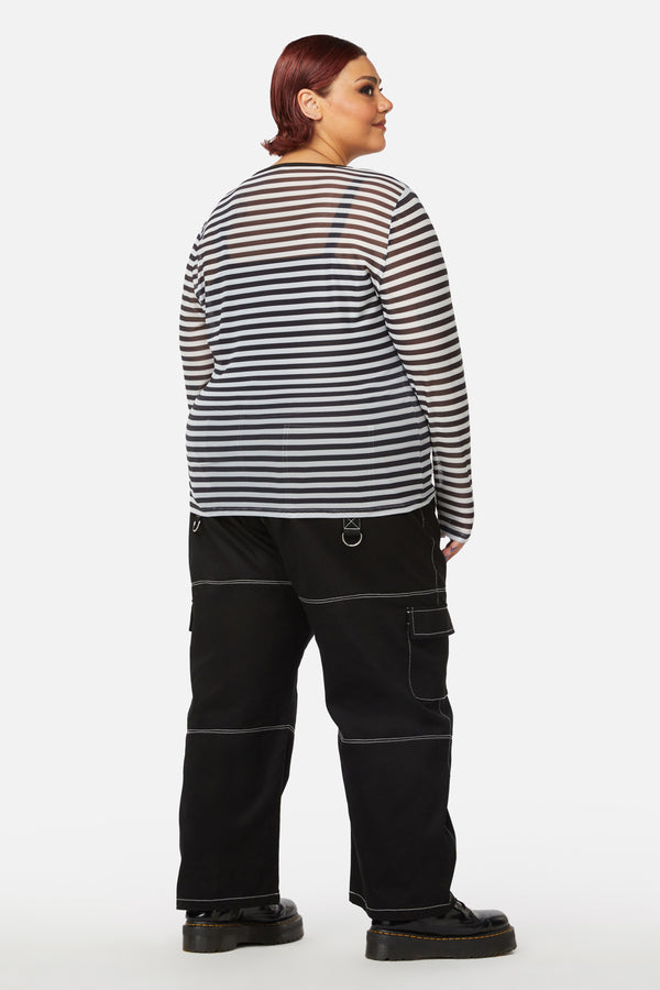 Black Friday - Curve Jiji Mesh Top - black-white