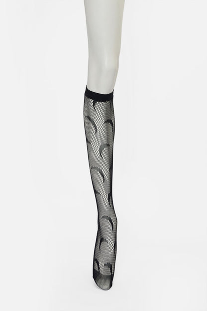 Black Friday - Knee High Moon Fishnet Socks - black