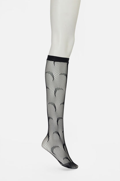 Black Friday - Knee High Moon Fishnet Socks - black