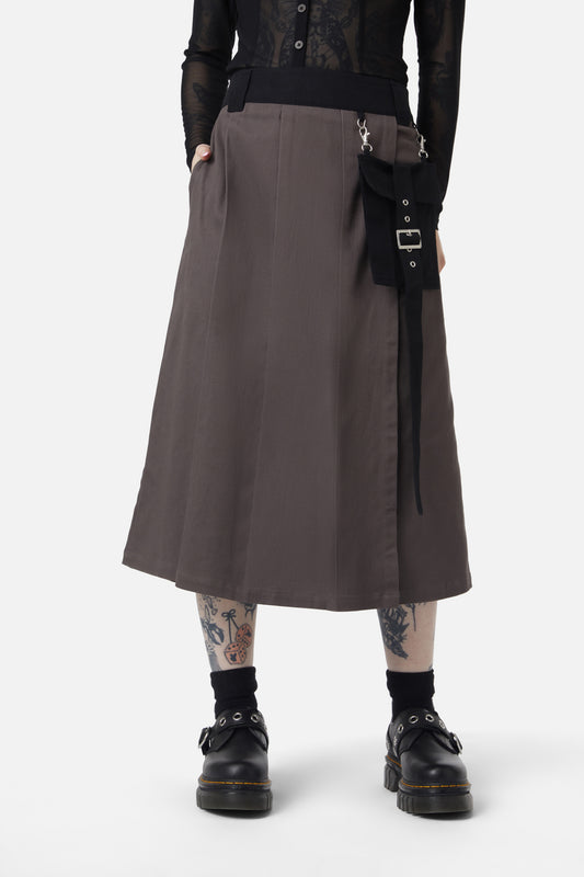 Dangerfield - Time & Date Pleated Unisex Skirt - grey
