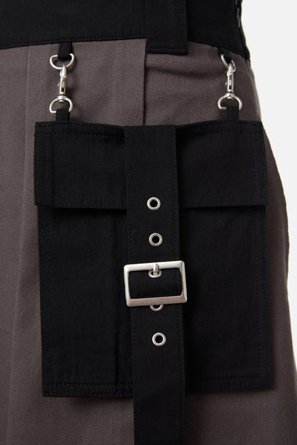 Dangerfield - Time & Date Pleated Unisex Skirt - grey