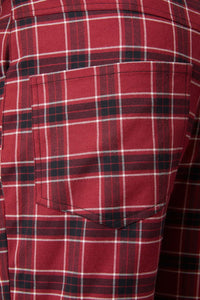 Dangerfield - Revenge Tartan Brace Trousers - maroon