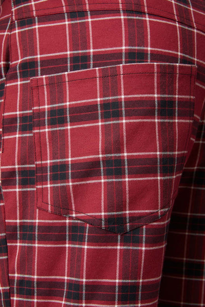 Dangerfield - Revenge Tartan Brace Trousers - maroon