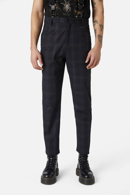 Dangerfield - High Society Tartan Brace Pant - black