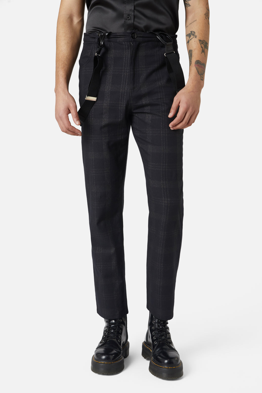 Dangerfield - High Society Tartan Brace Pant - black