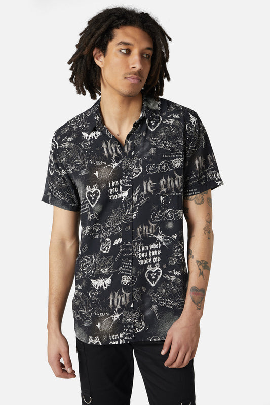 Dangerfield - Lovers Departure Short Sleeve Shirt - black