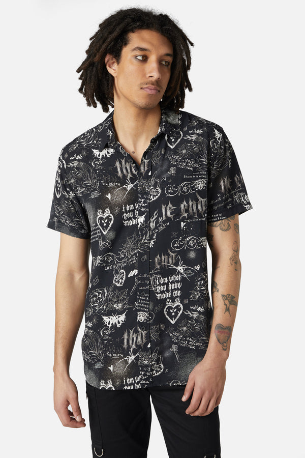 Dangerfield - Lovers Departure Short Sleeve Shirt - black
