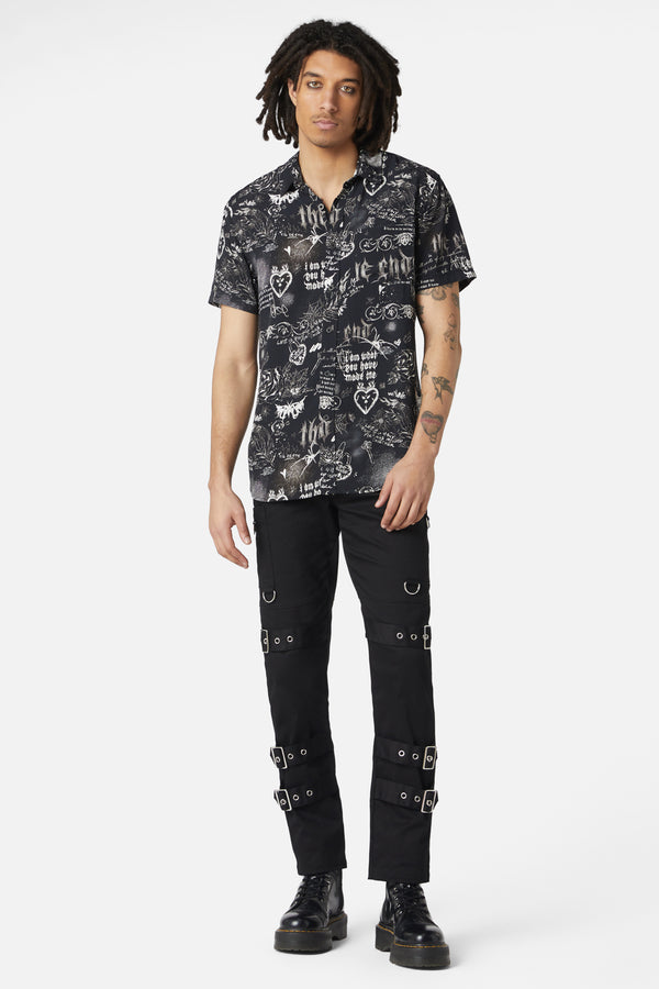 Dangerfield - Lovers Departure Short Sleeve Shirt - black