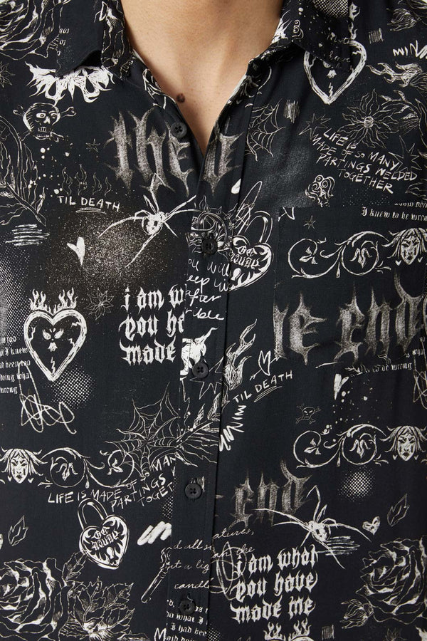 Dangerfield - Lovers Departure Short Sleeve Shirt - black