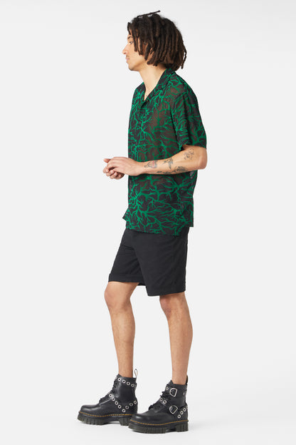 Dangerfield - Neglected Flocked Mesh Short Sleeve Shirt - black