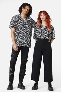 Dangerfield - To The Butterflies Printed Short Sleeve Shirt - black-white