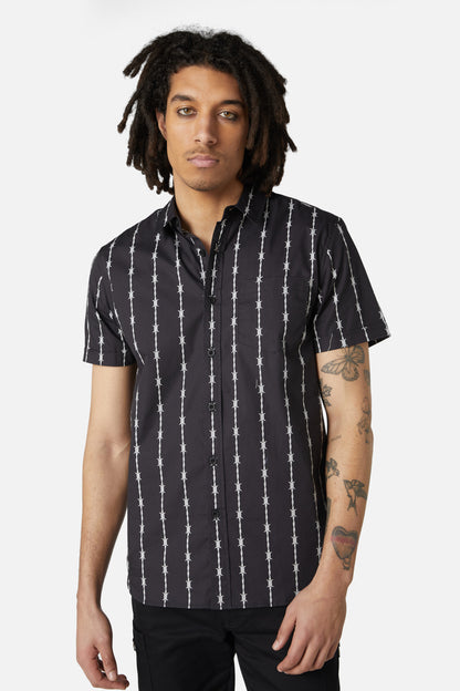 Dangerfield - Barbed Wire Short Sleeve Shirt - black-white