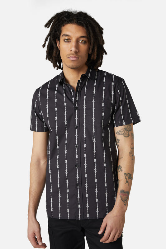 Dangerfield - Barbed Wire Short Sleeve Shirt - black-white