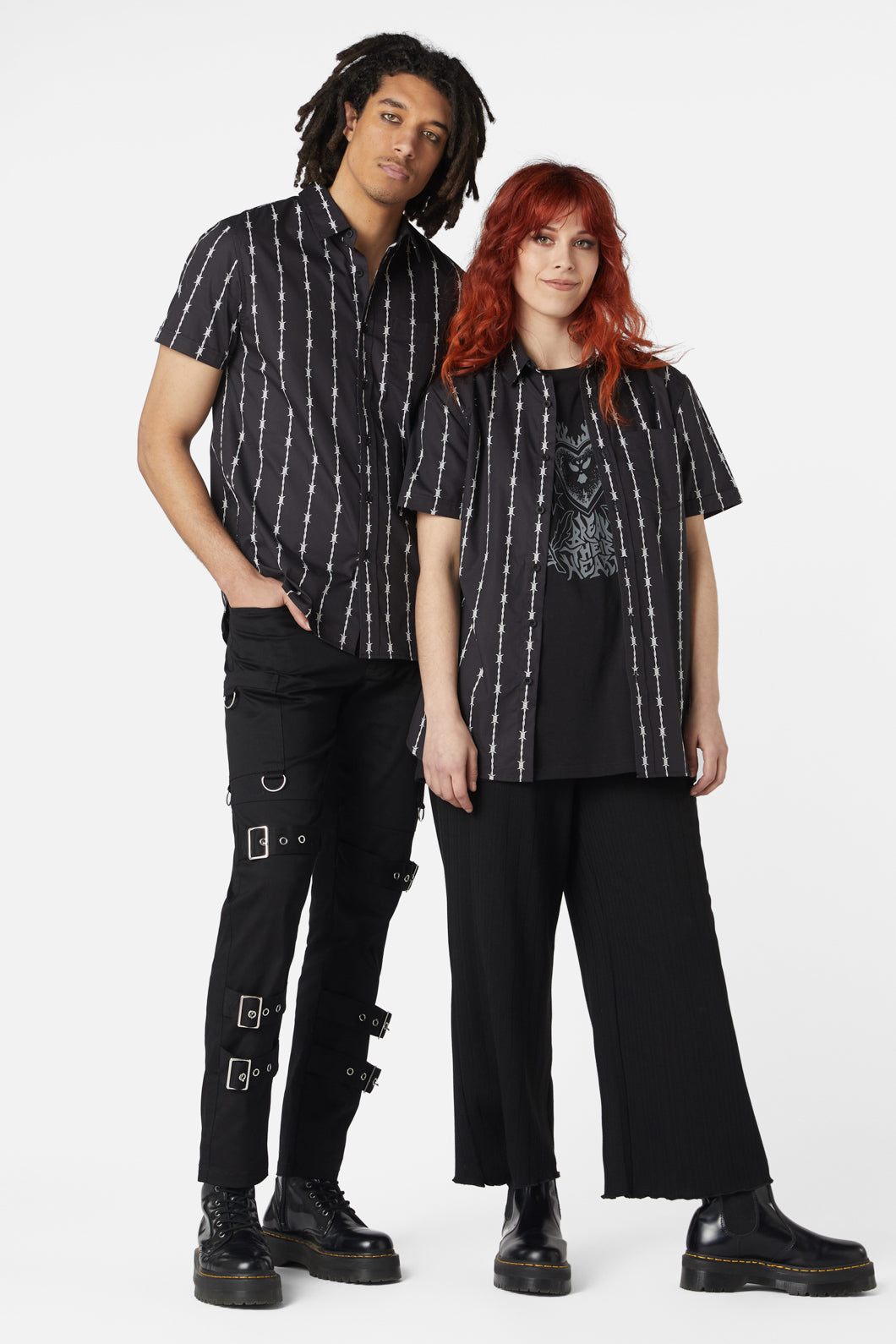 Dangerfield - Barbed Wire Short Sleeve Shirt - black-white