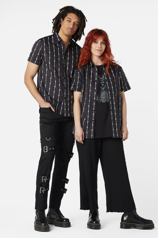 Dangerfield - Barbed Wire Short Sleeve Shirt - black-white