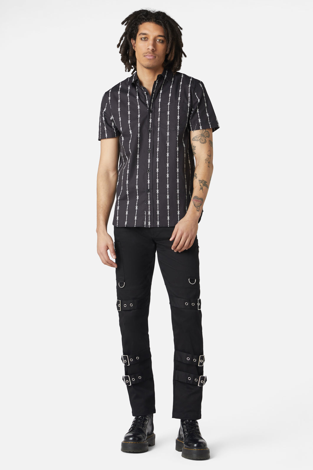 Dangerfield - Barbed Wire Short Sleeve Shirt - black-white