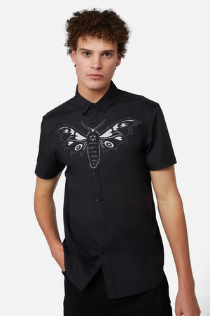 Dangerfield - Moth Front Placement Shirt - black