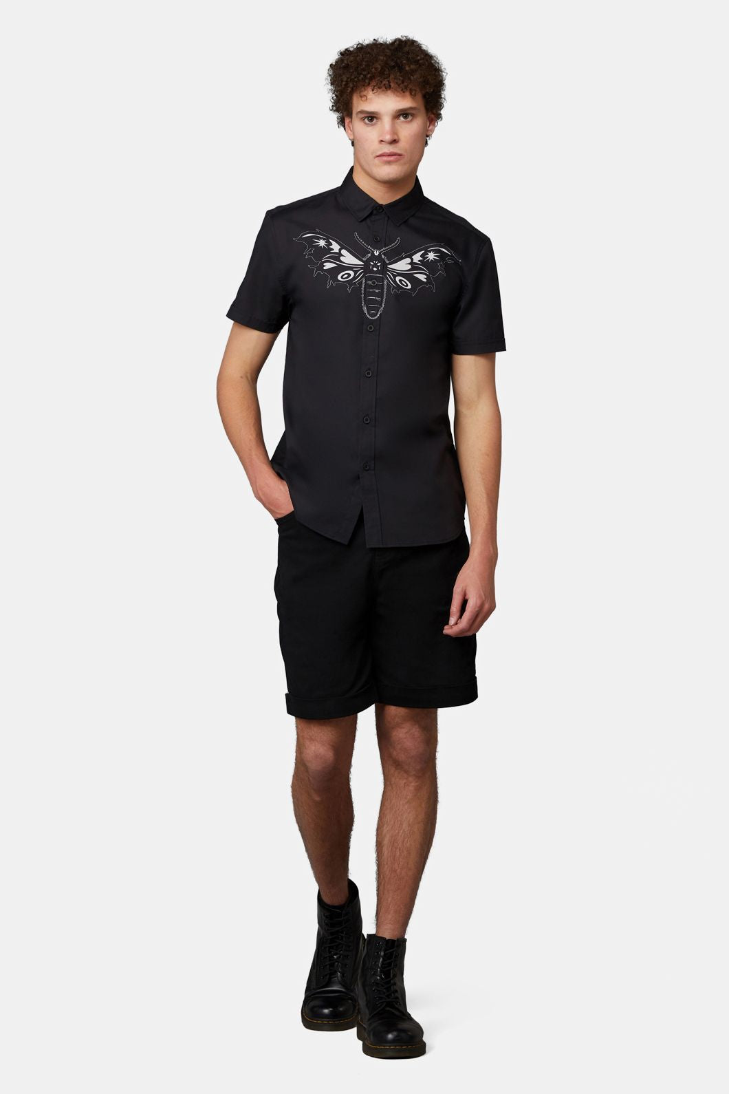 Dangerfield - Butterfly Front Placement Shirt - black