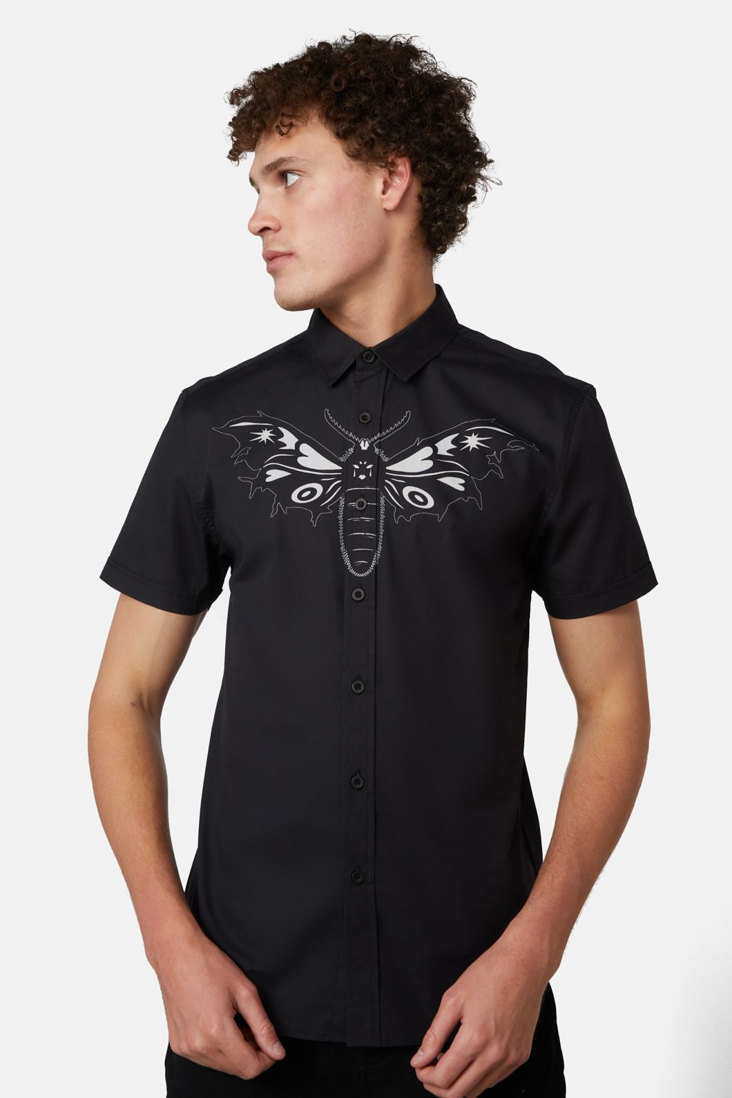 Dangerfield - Moth Front Placement Shirt - black