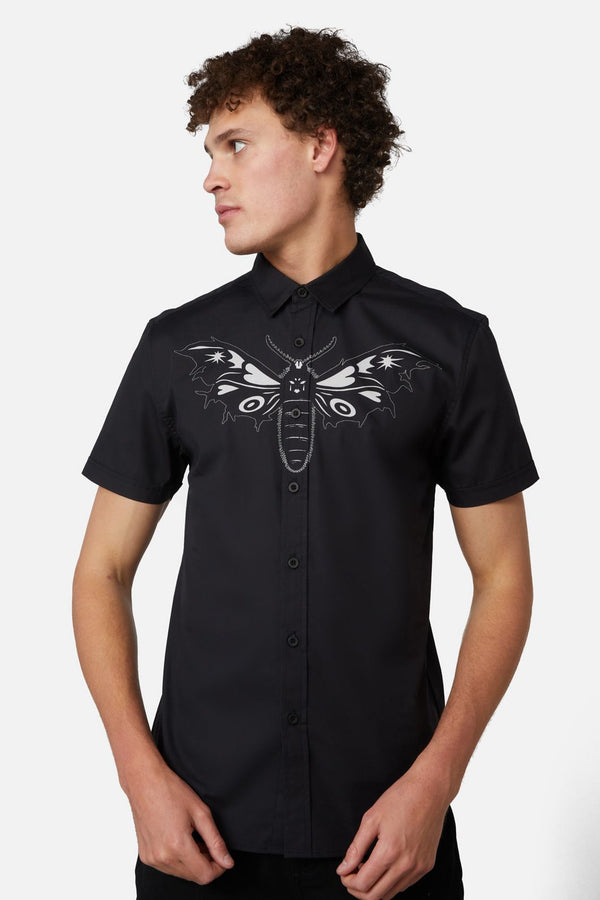 Dangerfield - Moth Front Placement Shirt - black