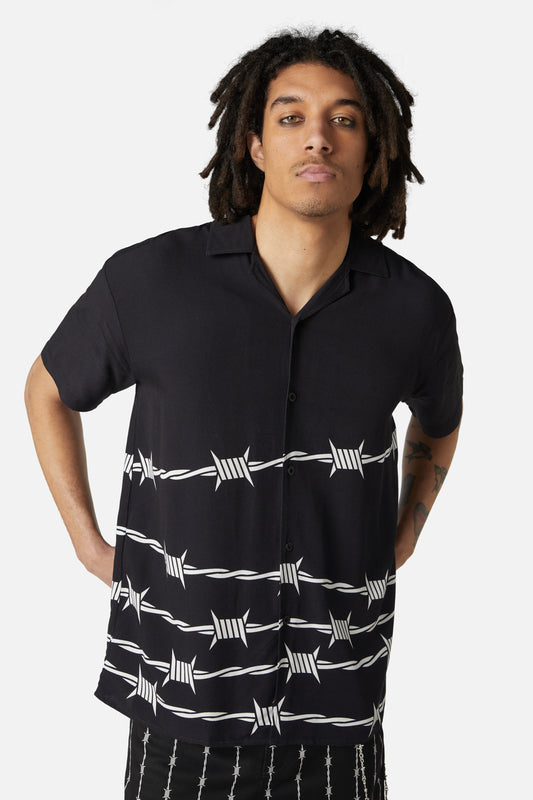 Dangerfield - Barbed Wire Border SS Shirt - black-white
