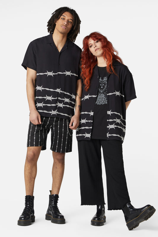 Dangerfield - Barbed Wire Border SS Shirt - black-white