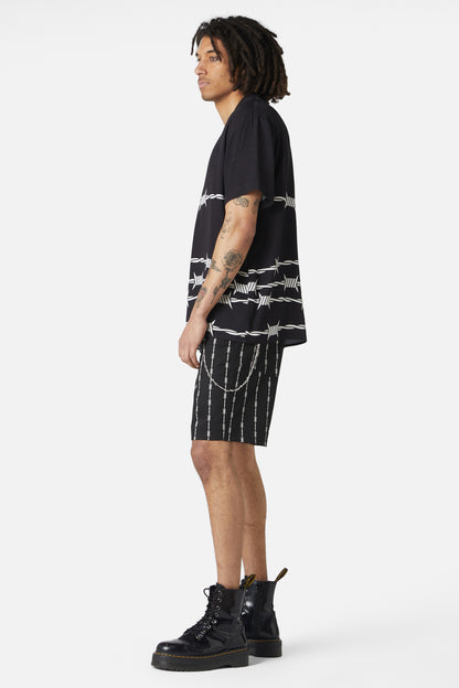 Dangerfield - Barbed Wire Border SS Shirt - black-white