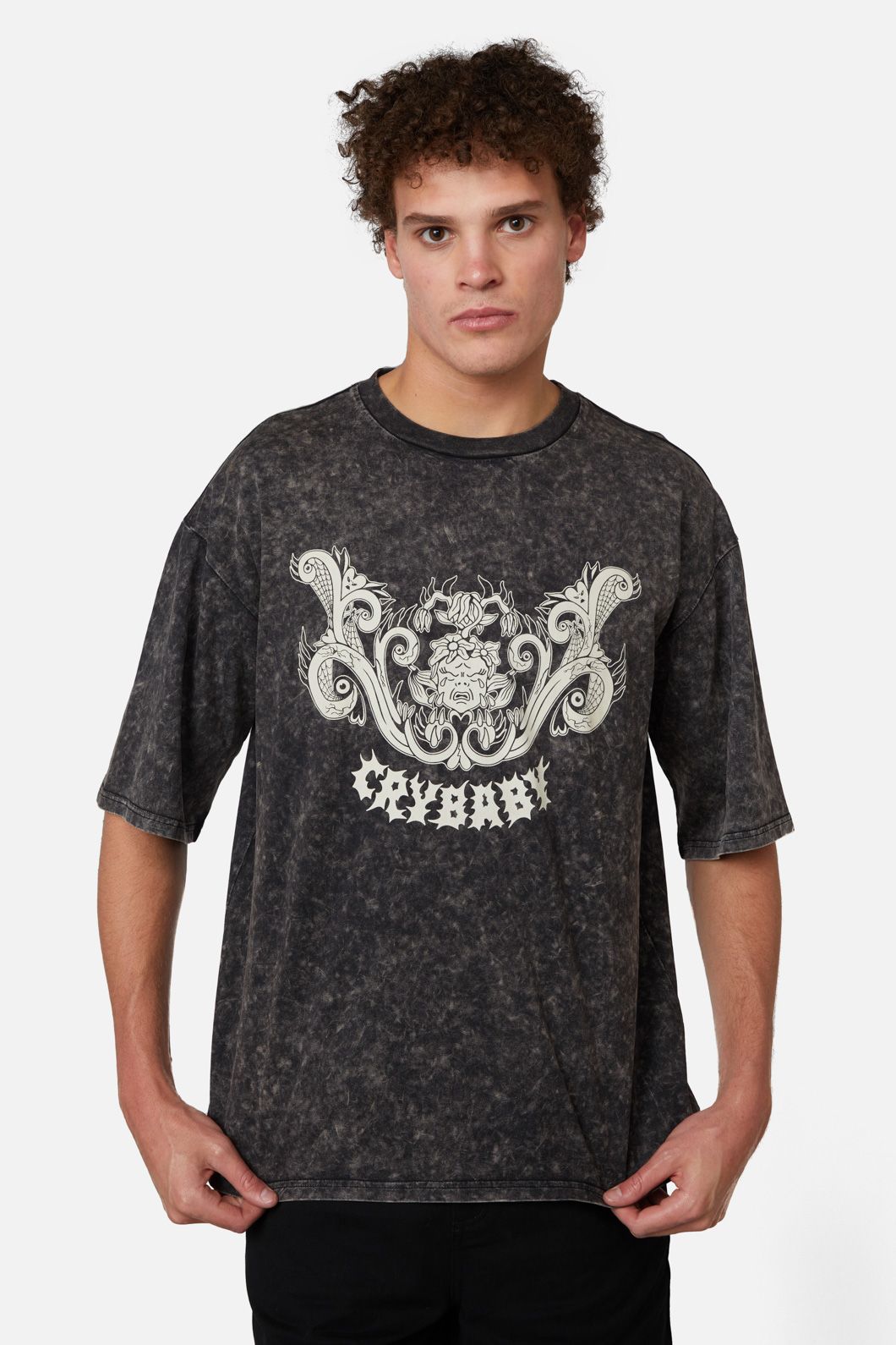 Dangerfield - Break Their Hearts Acid Wash Tee - grey