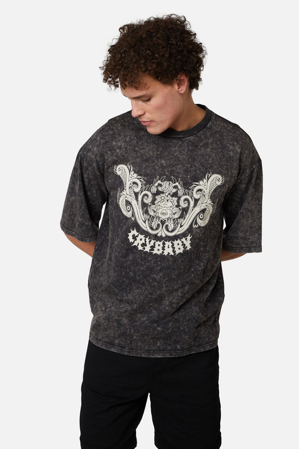 Dangerfield - Break Their Hearts Acid Wash Tee - grey