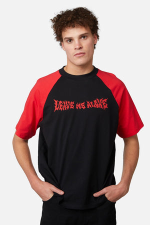 Dangerfield - Leave Me Alone Contrast Raglan Tee - black-red