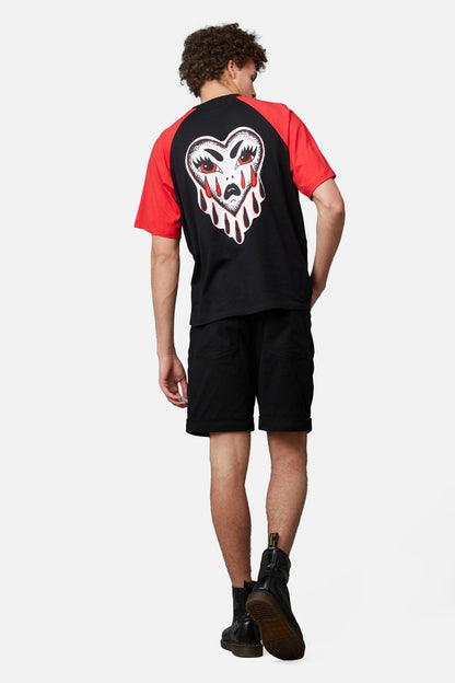 Dangerfield - Leave Me Alone Contrast Raglan Tee - black-red