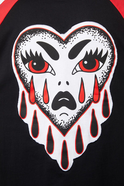 Dangerfield - Leave Me Alone Contrast Raglan Tee - black-red
