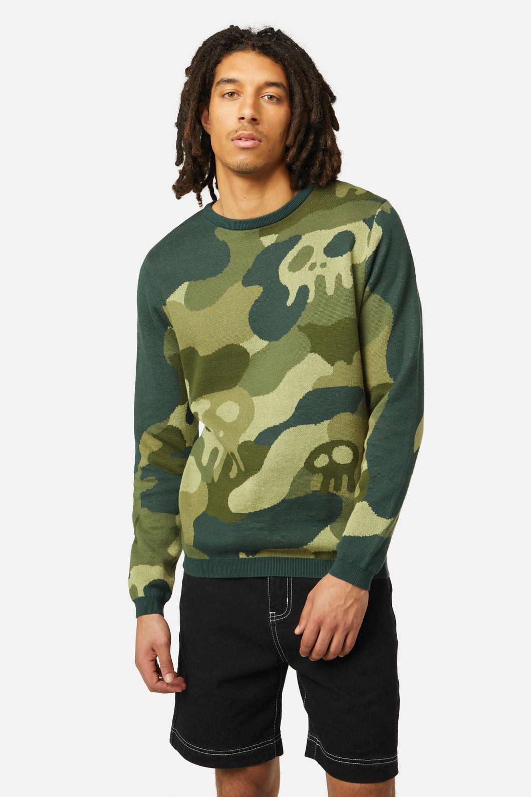 Dangerfield - Nook Of The Garden Camo Knit Jumper - green
