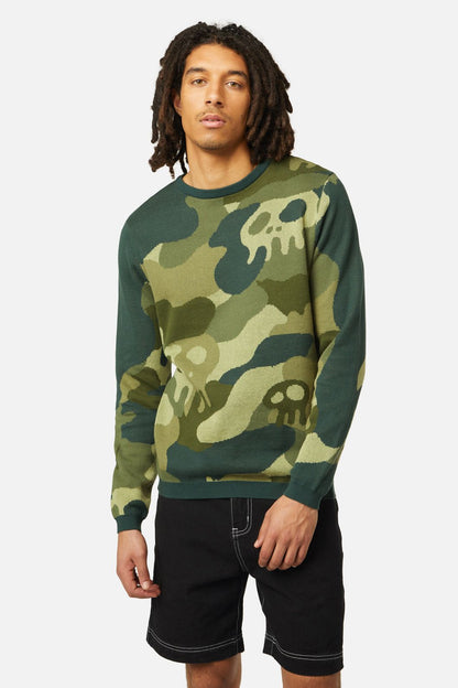 Dangerfield - Nook Of The Garden Camo Knit Jumper - green