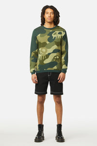 Dangerfield - Nook Of The Garden Camo Knit Jumper - green