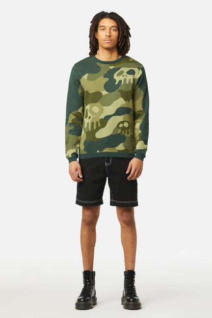 Dangerfield - Nook Of The Garden Camo Knit Jumper - green