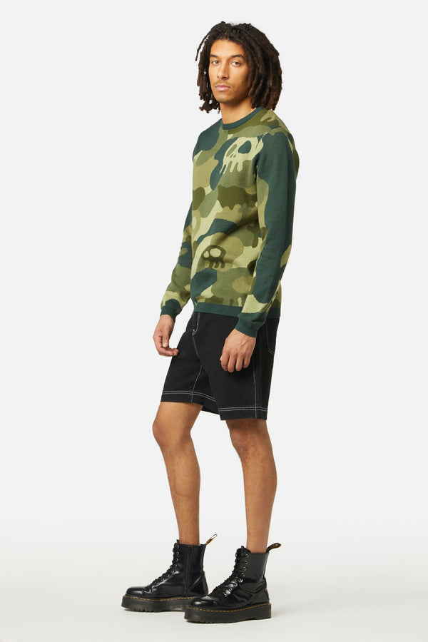 Dangerfield - Nook Of The Garden Camo Knit Jumper - green