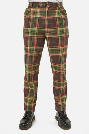 Dangerfield - Triassic Tartan Straight Leg Pants - brown